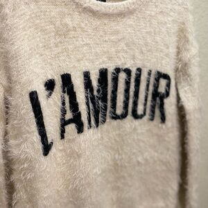Forever 21 Cream Fuzzy L'Amour Sweater